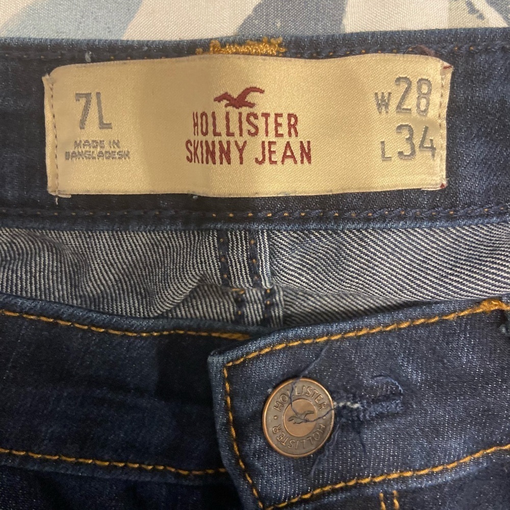 Hollister California Womens Low Rise Skinny Leg Blue Denim Jeans Size 7L long - Picture 6 of 6